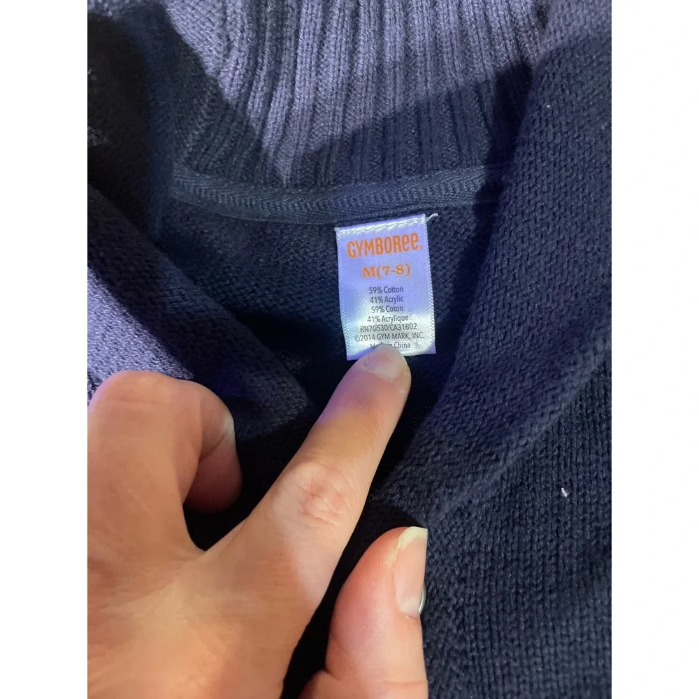 Gymboree Boys Navy Shawl Collar Cardigan Sweater Stripe Sz M 7‎ 8 Casual cottage